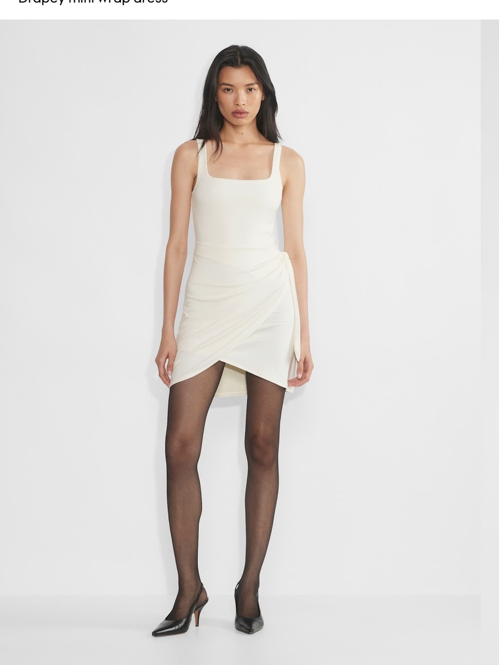 Aritzia Wilfred Saturn Mini Dress drapery wrap light birch L